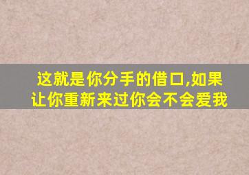 这就是你分手的借口,如果让你重新来过你会不会爱我